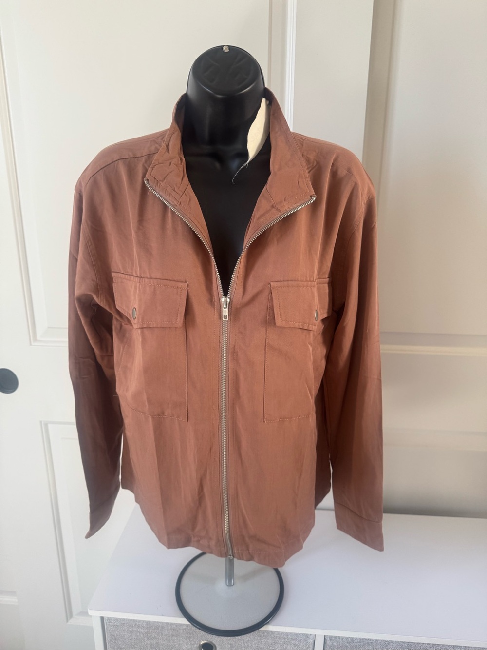 Mystree Rust Brown Zip-Front Field Jacket